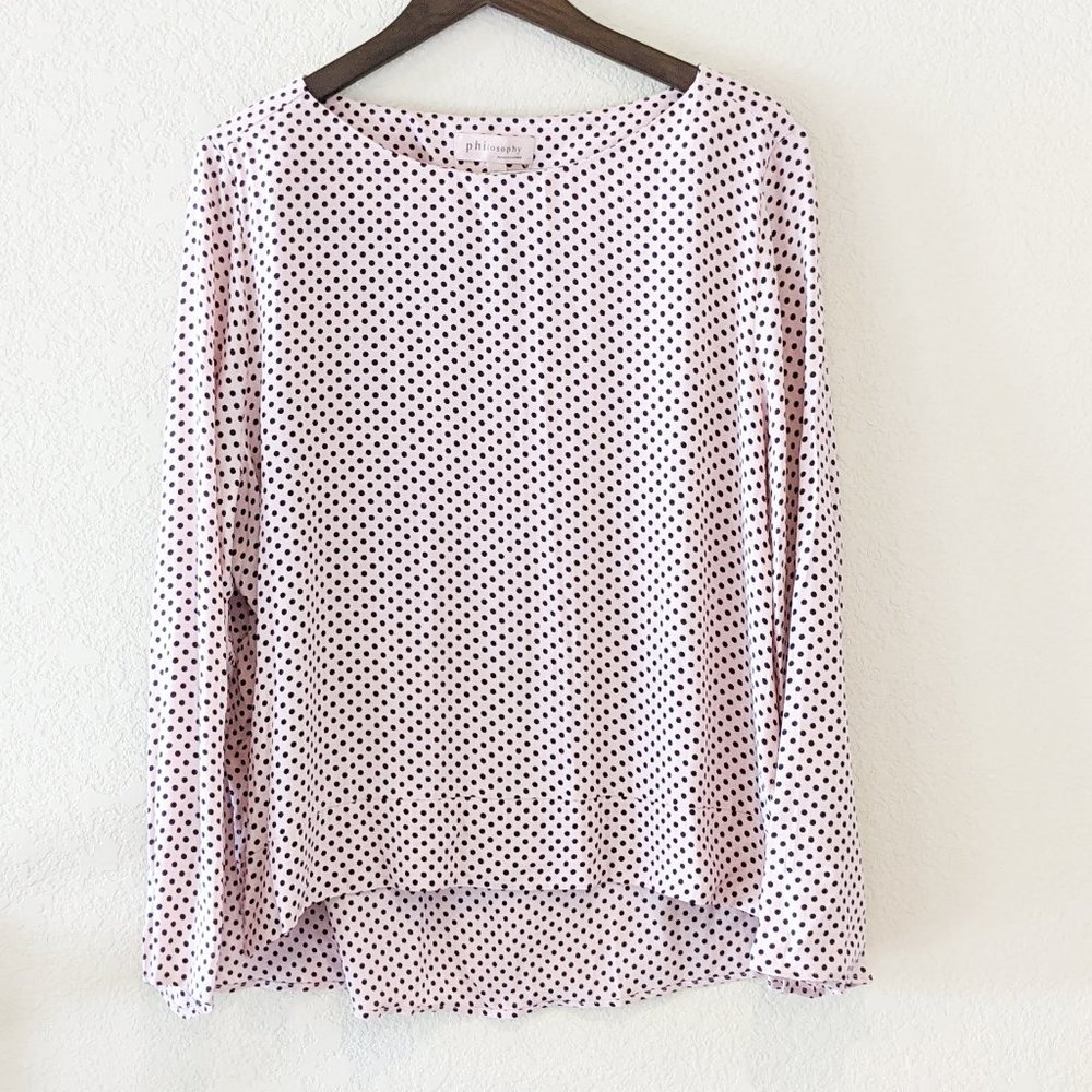 Philosophy Light Pink and Brown Polka Dot Top XL